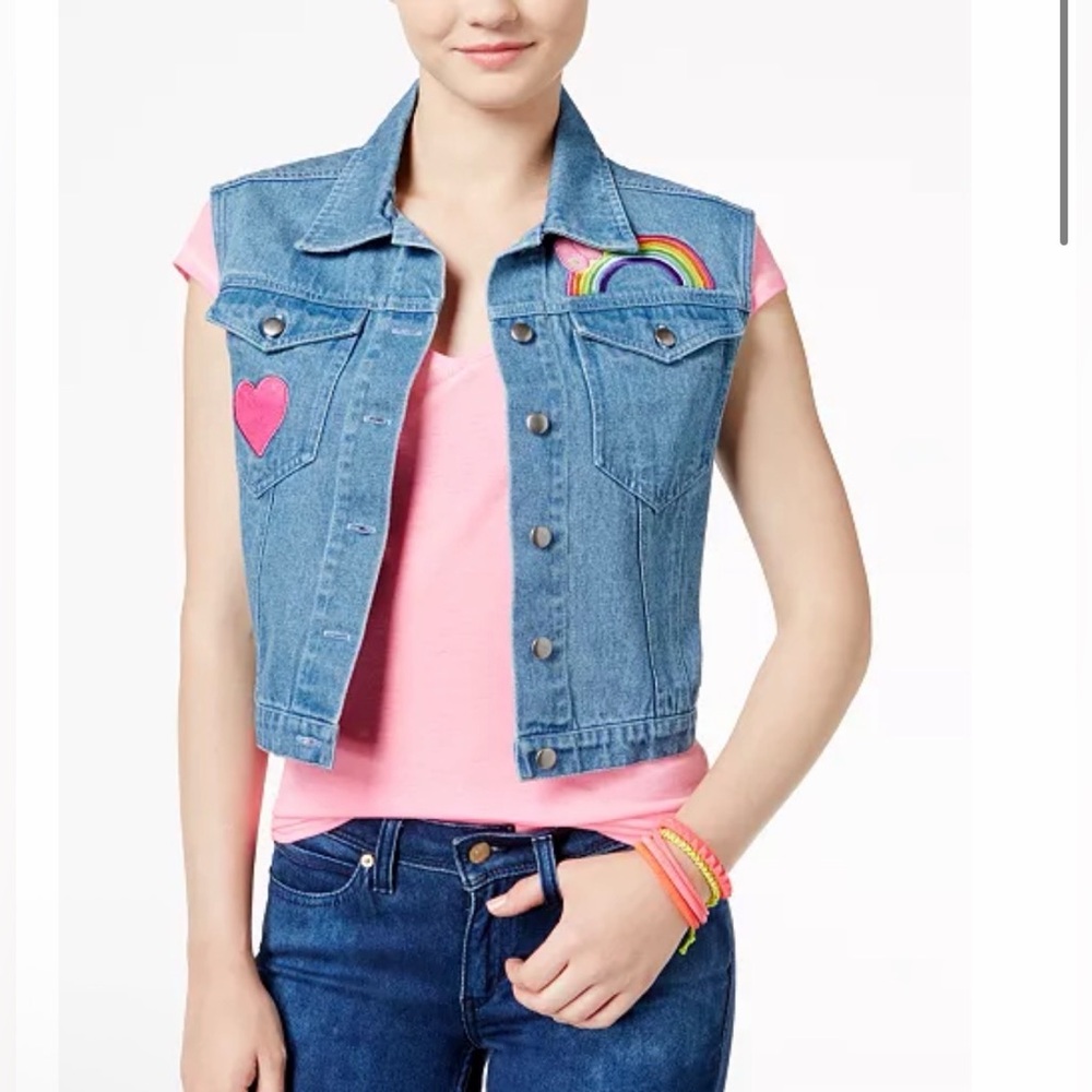 Lisa Frank Juniors Patch Denim Vest | M